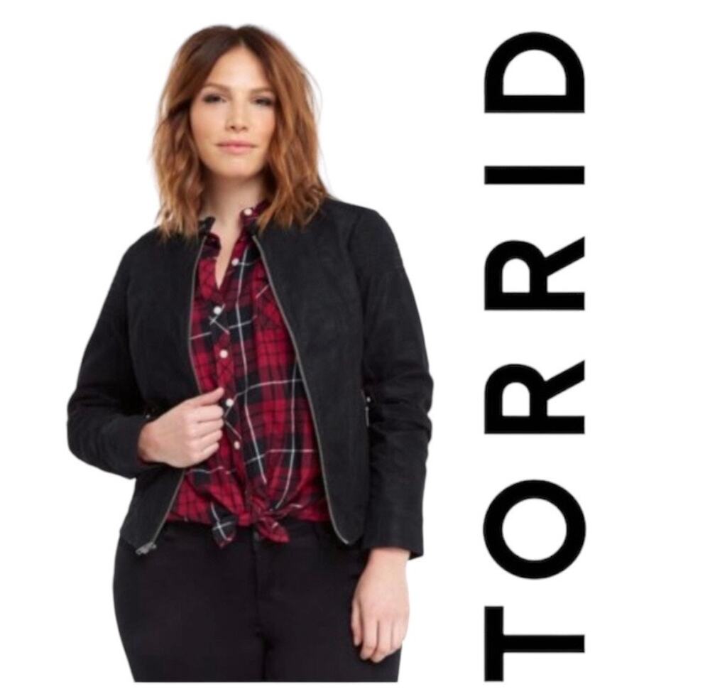 New TORRID Black Coated Biker Moto Jacket Size 2